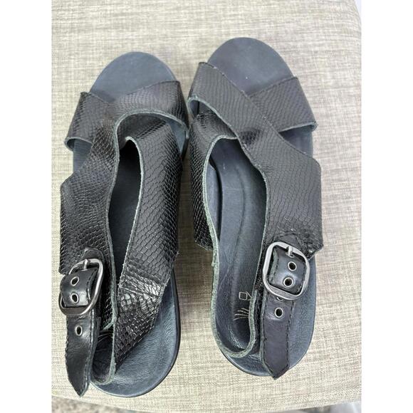 Dansko Shoes Womens Size 39 8.5 Jacinda Slingback Sandals Wedge Leather Black - Picture 3 of 10